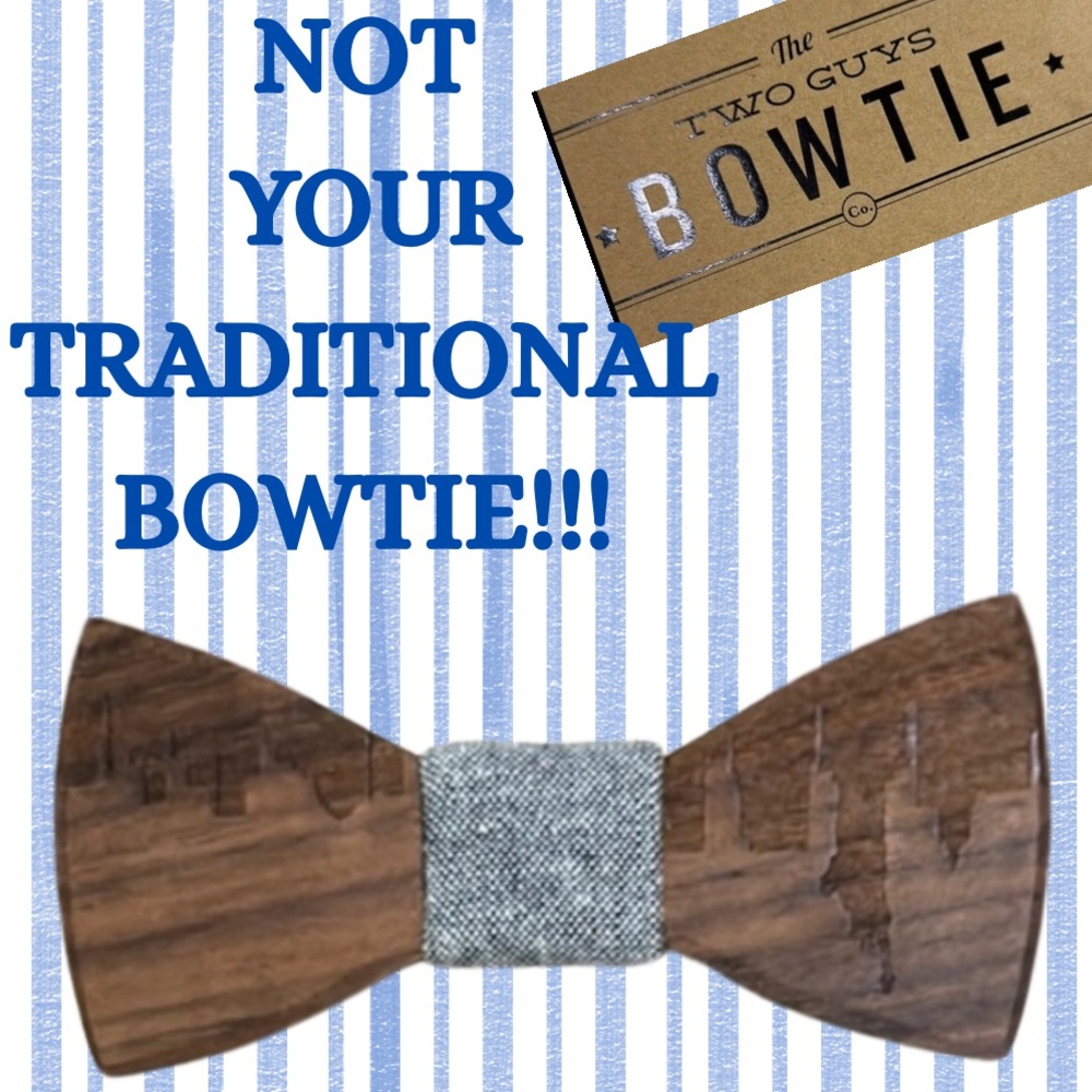 The Two Guys Bowtie Co. New York Wooden Bow Tie black adjustable strap